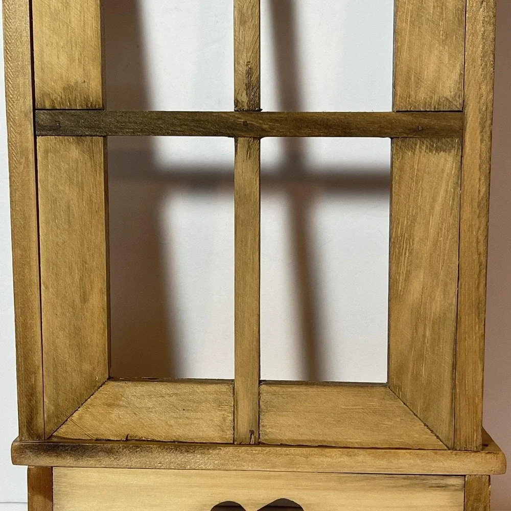 Wood Wall Decor Shelf Heart Cut Out Kitchen Pegs Cottagecore Granny Country VTG